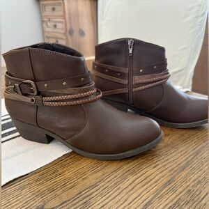 Jellypop Dark Brown Ankle Boots with Braided Strap